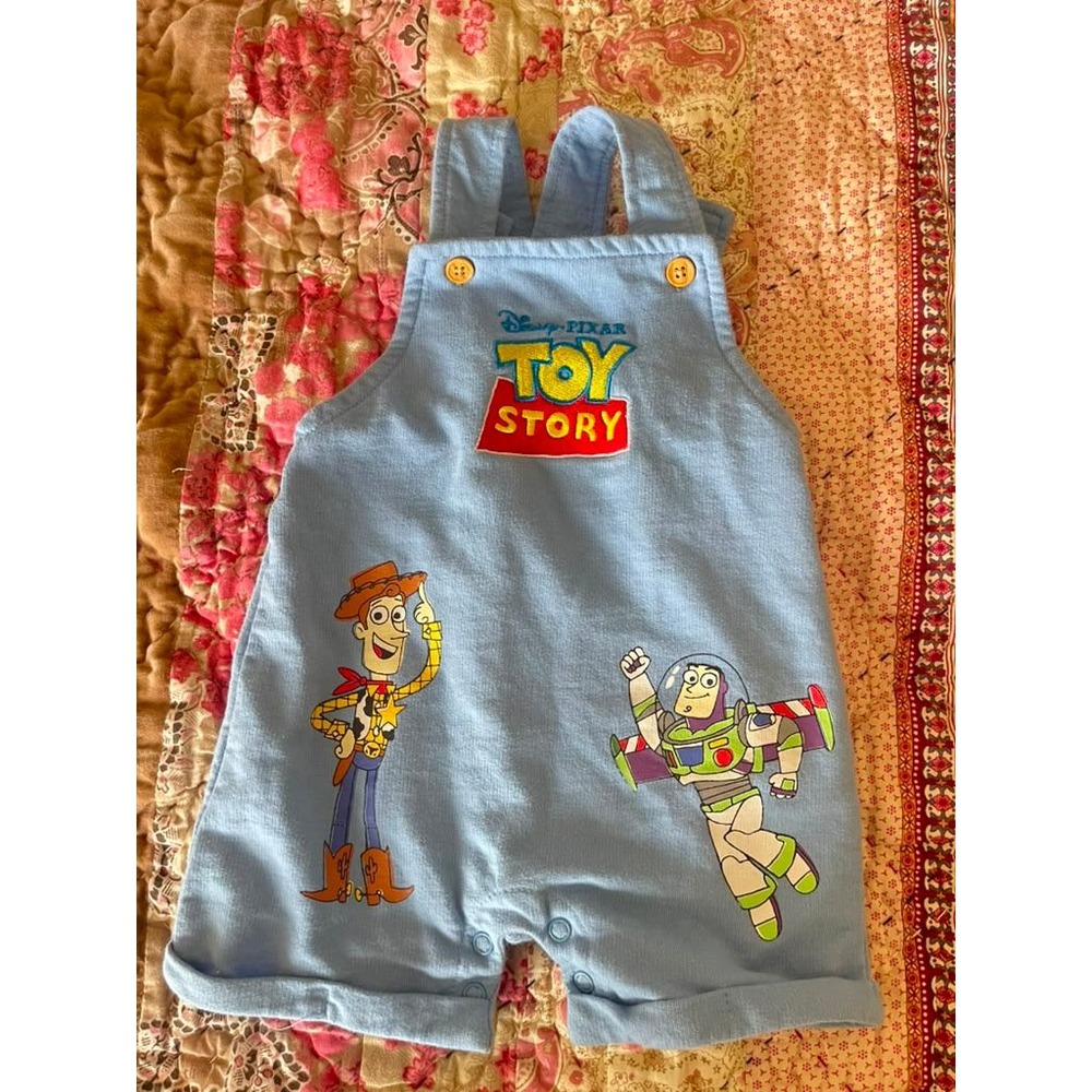 Disney Baby Toy Story Woody Buzz Lightyear Blue Shortall Overalls 3/6M PPTH206